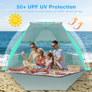 Piso extensible de instalación instantánea con 3 toldos de ventilación, tienda de campaña impermeable para la playa, protección UV, tienda de campaña para exteriores - Product Image 6