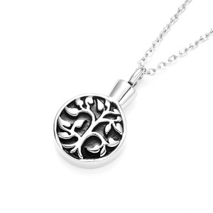 Collier urne Arbre de Vie en acier inoxydable avec strass en cristal pour cendres humaines, bijou commémoratif de crémation, médaillon unisexe souvenir - Product Image 4