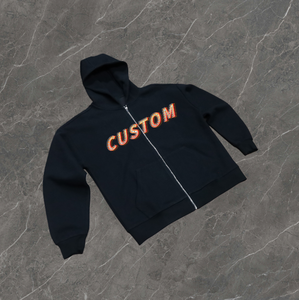 Sweat à capuche streetwear vintage oversize en polyester/coton 410 g/m² avec lettres imprimées DTG, effet délavé à l'acide, fermeture éclair, grammage lourd - Product Image 6