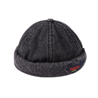 Chapeau Docker sans bord en denim avec logo brodé confortable