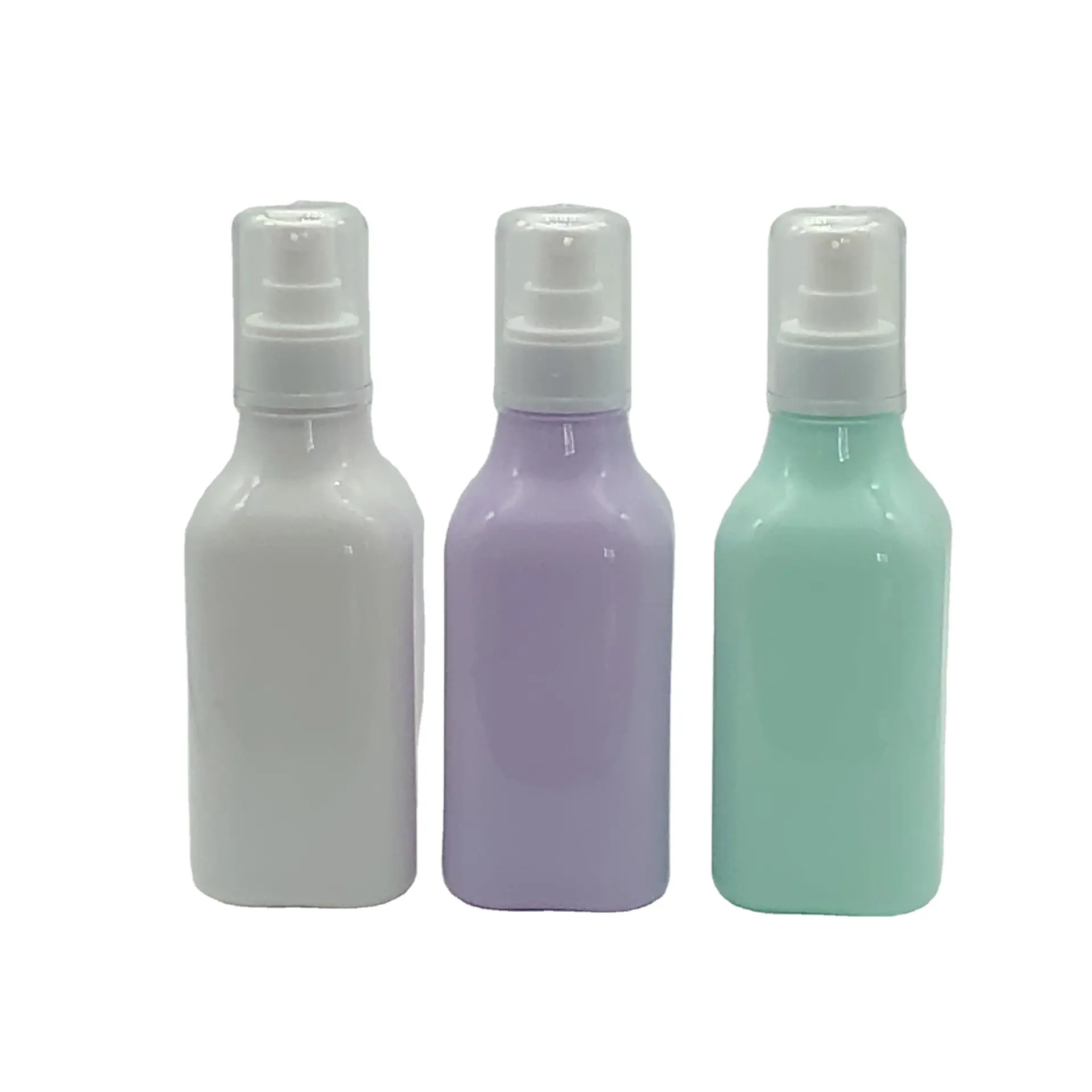 200ml quadratische Flasche mit langem Hals PET Macaron Kosmetik separat verpackt und gepresste Lotion flasche