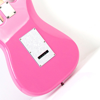 Guitare électrique et haut-parleur ST - Guitare électrique en bois massif rose mignonne à cordes simples avec trémolo