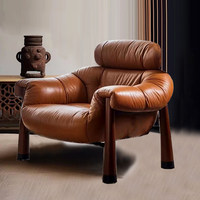 Fauteuil de salon luxueux en bois massif, chaise de lecture ergonomique avec coussins épais, mobilier moderne pour salon, base en bois de frêne