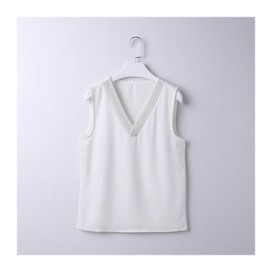 Kamisol Satin Baru Wanita Pakaian <span class=keywords><strong>Formal</strong></span> Profesional Atasan Tanpa Lengan V-neck Elegan Seksi OL Gaun Komuter Lapisan Dasar Musim Panas - Product Image 6