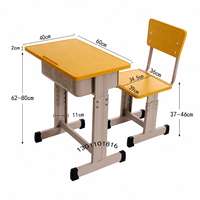 Ensembles de chaises de bureau durables et écologiques avec structure métallique et plateau en panneau composite pour les centres de tutorat des écoles primaires et secondaires et les activités post-éducatives