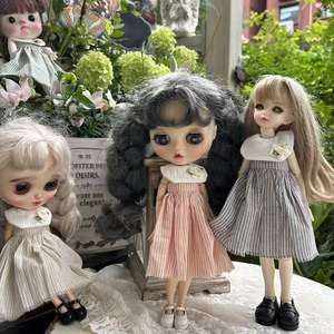 Ropa para Muñecas Blythe Ob22 Ob24, Vestido a Rayas Estilo Occidental 24M-G4401, Tela Azone Fashion - Product Image 1