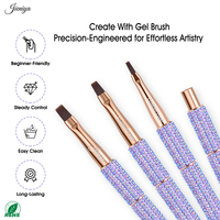 Pinceau à ongles professionnel tendance 2026 avec manche en strass violets, durable, à prix abordable, tête plate pour gel
