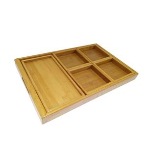 مصنع بي سي متعدد الوظائف 5 قطع كومبي صندوق خشب الخيزران للوجبات الخفيفة للفواكه الجافة صينية تخزين السكر - Product Image 4