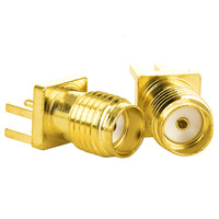 Adaptador de Conector RF de Cobre RP SMA SMA-KE/KWE/KHD, Hembra a Macho, para Montaje en PCB con Borde de Soldadura, Recto o en Ángulo Recto