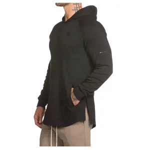 Custom make scoop hem hoodies pima cotton tracksuit mens microfiber fleece hoodies