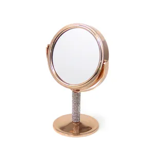 Hot selling Portable Double Side Metal Rotate Mirror Mini Beauty Table Make Up Mirror Cosmetic Magnifying Stand Table Mirror