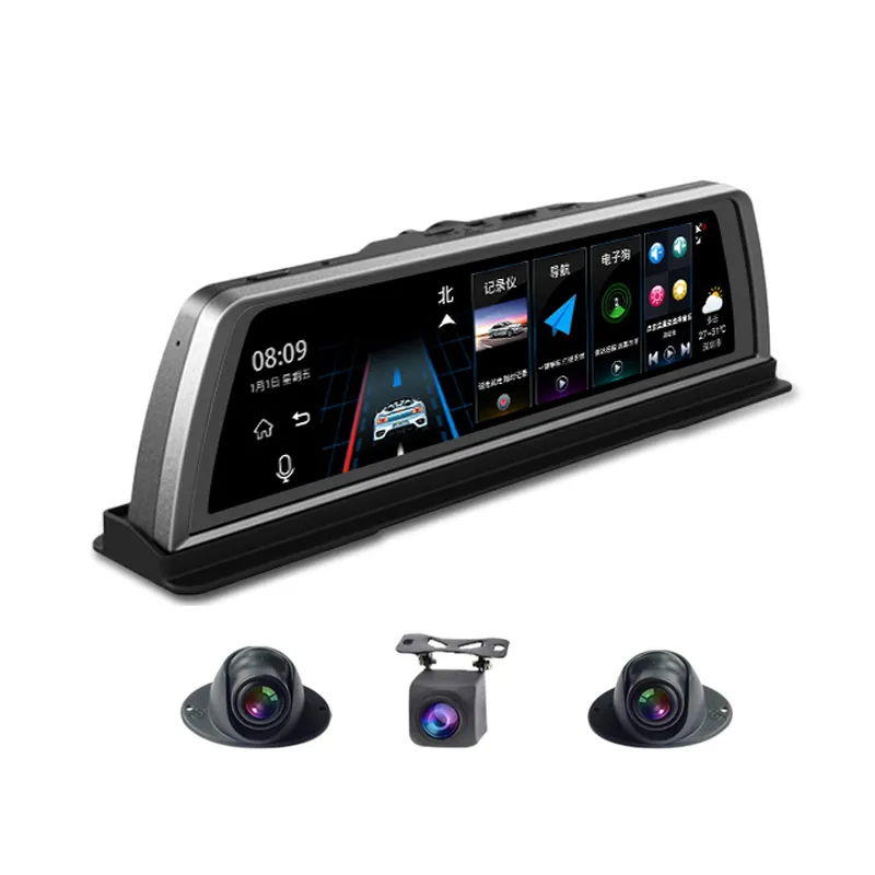 2019 Baru Mobil DVR Dash Cam WiFi 4G 4 Kamera ADAS Android 10 "Pusat Konsol Cermin GPS FHD 1080P Lensa Belakang Perekam Video