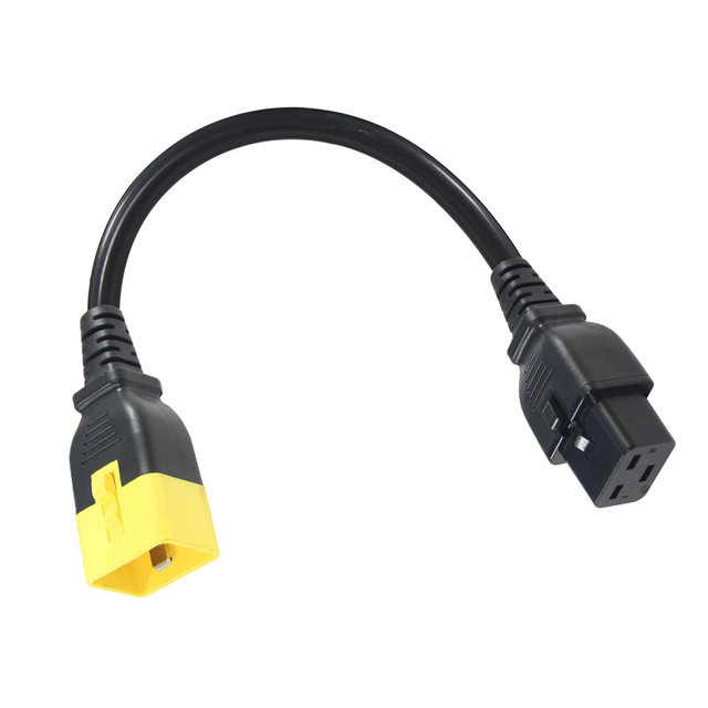 Black IEC 60320 C20 Male to C19 Female Power Cord Cable with Rubber Lock Connector IP11 Rated for Home Appliance UPS/PDU