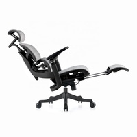 Chaises de bureau ergonomiques pivotantes de luxe pour appui-tête, dossier haut, chaise d'ordinateur grise en maille 6D, accoudoir