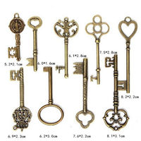 9 pièces/ensemble de grandes clés squelettes vintage en métal bronze antique, pour armoire, barillet, ancienne serrure, breloques, cadeau