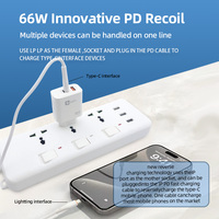Chargeur rapide multi-ports USB A+C+L 66W ignifuge avec PD/QC3.0 pour ordinateurs portables et téléphones mobiles
