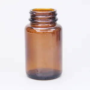 Botol Kaca Tablet Amber Mulut Lebar, untuk Paket Farmasi 2Oz 4Oz 5Oz 8Oz 10Oz 16Oz