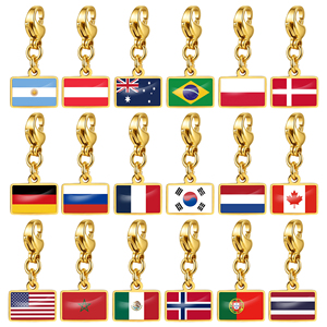 Breloques personnalisées drapeaux nationaux <span class=keywords><strong>pour</strong></span> bracelets DIY, en acier inoxydable plaqué or, vente en gros, <span class=keywords><strong>pour</strong></span> la <span class=keywords><strong>fabrication</strong></span> de <span class=keywords><strong>bijoux</strong></span> - Product Image 5