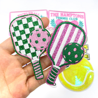 En gros, patchs de tennis en tissu personnalisés à paillettes thermocollants et écologiques, badges brodés pour clubs de pickleball, pour chapeaux, vêtements de sport et articles de mode