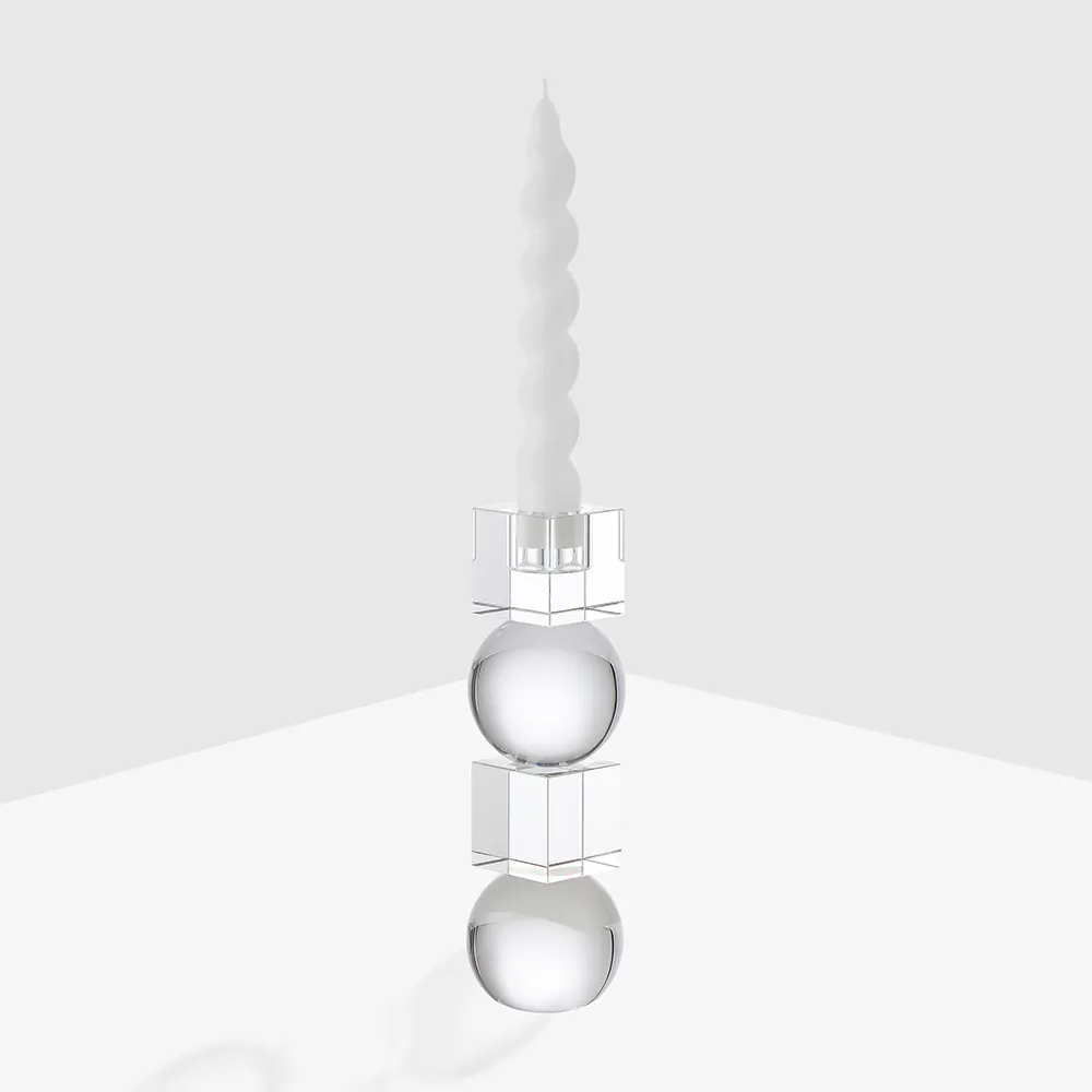 Produk baru tempat lilin kaca Nordic alat peraga makan malam tempat lilin kristal transparan