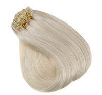Extensions de cheveux humains couleur blond platine 613, peuvent être teintes, cheveux vierges russes Remy, cuticules alignées, clips invisibles