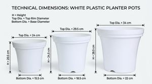 Pot de fleurs rond en plastique blanc durable, épaissi, avec trous de drainage pour plantes d'intérieur et d'extérieur, taille 29 - Product Image 2