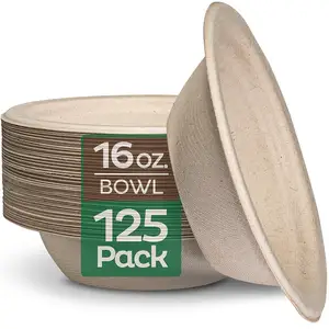 Gratis Sampel Cangkir Kertas 16 Oz. Mangkuk Kertas Tugas Berat Mangkuk Sekali Pakai Paket Ramah Lingkungan Alami Tidak Diputihkan Gula Panas