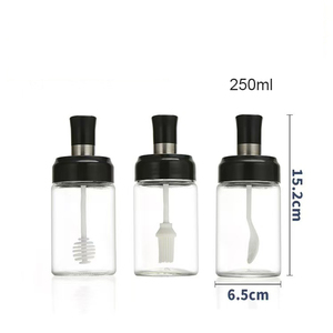 Modern Design Glass <strong>Jar</strong> Salt &amp; Spice Storage Container with Spoon Oil Brush &amp; Honey Dipper for Kitchen Use for Food Seasoning - Product Image 5