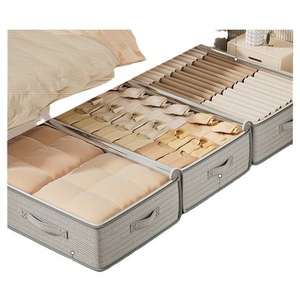 Boîte de rangement sous lit pour vêtements en tissu non tissé, style japonais, motif flèche, sac à couette grande capacité, pliable et couvert - Product Image 5
