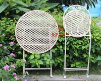 Ensemble de bistrot 3 pièces en métal antique chaise et table de jardin pliables en fer durable pour la décoration intérieure