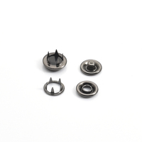 Kancing Tekan Logam Kuningan 12mm Bulat Berlapis Flatback 4-Bagian Mutiara Hitam Model Prong Snap Warna Nikel/Gun Metal # 333
