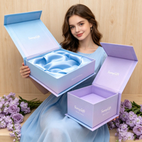 Boîte pliable personnalisée en gros, boîte cadeau rigide pliable avec doublure en satin doux pour l'emballage de produits de beauté et de cadeaux de mariage