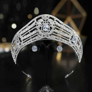 Shuoyang factory New Korean style full diamond silver semi-round crown bride wedding tiara photography disc hair style