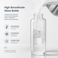 Bouteille d'eau classique portable en verre borosilicate de haute qualité 550 ml avec bouchon à vis, écologique, compatible lave-vaisselle et micro-ondes, pour le camping