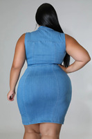 Nouveautés Vêtements d'été pour femmes de grande taille Robe en jean courte sans manches sexy