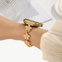 Gelang Rantai Bunga Modis untuk Tali Jam Tangan Apple 38Mm 42Mm untuk Wanita Tali Perhiasan Gelang Iwatch Seri 5/4/3/2/1 Mewah