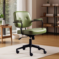 Chaise de bureau pivotante et inclinable en similicuir PU, réglable en hauteur, rembourrée, style Mid-Century Modern, pour la maison ou le bureau