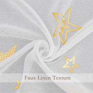 Rideaux transparents étoiles dorées pour garçons filles <span class=keywords><strong>chambre</strong></span> à coucher mignon court blanc rideaux transparents pour <span class=keywords><strong>chambre</strong></span> d'enfants lumière filtrant impression lune rideaux - Product Image 4