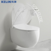 Nouveau design style européen zéro jante tornade chasse d'eau oeuf forme blanche céramique mur suspendu toilette siège fermé en douceur Wc