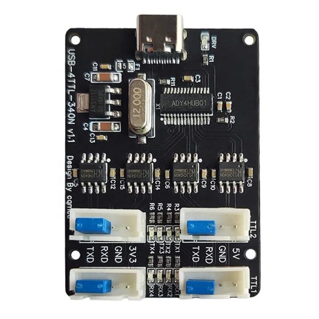 4Bit USB to UART Converter Module CH340 USB Type-C HUB TTL Signal Communicator TYPE-C Interface With LED Indicators
