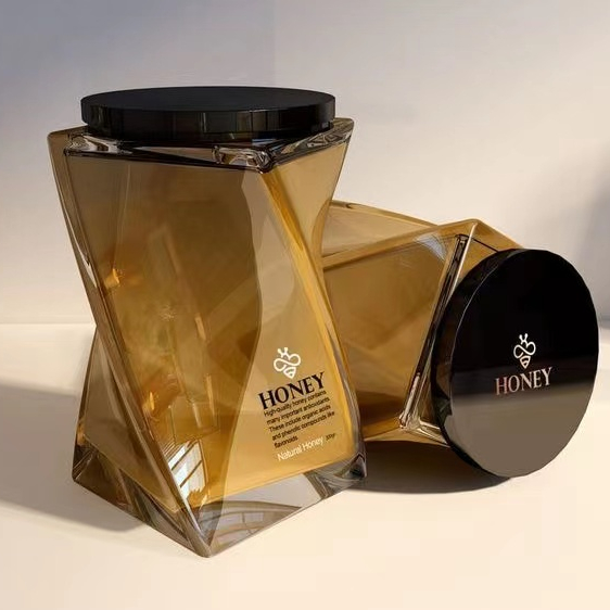 Diamond Shape Honey Jar With Dipper Lid - Maidao Glass - View #5