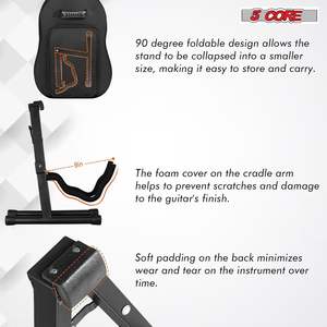 Soporte Doble para Guitarra de 5 Niveles con Altura Ajustable y Estructura de Acero Resistente para Guitarra Acústica, Eléctrica, Bajo, Mandolina, Banjo, Universal - Product Image 4