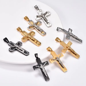 Collier pendentif croix de Jésus en acier inoxydable pour femmes et hommes, avec breloques imprimées Bible, chaîne en métal, amulette, bijou cadeau - Product Image 5