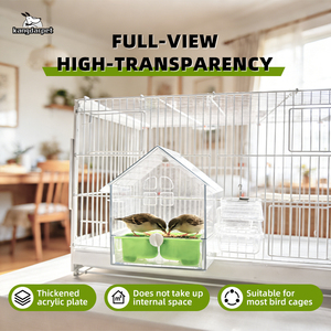 Kangdarpet Dispositif d'alimentation pour perroquets, Bassin de bain sur toit avec coussin en coton, Niche pour oiseaux, Conteneur transparent pour eau et nourriture - Product Image 2