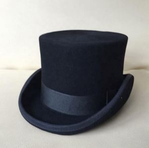 Wholesale Stiff Black Wool Felt Top <b>Hats</b> in Black Height 17cm - Product Image 1