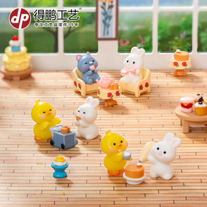 Miniature Cartoon Animal Tea Party Resin Dolls Small Decor Home Decoration Artistic Desktop Ornaments - Product Image 1