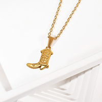 Tendance Western Rodeo Bijoux Or Cowgirl Boot Pendentif Cadeau De Noël En Acier Inoxydable Fun Cowboy Vintage Cool Chaussures Pendentif