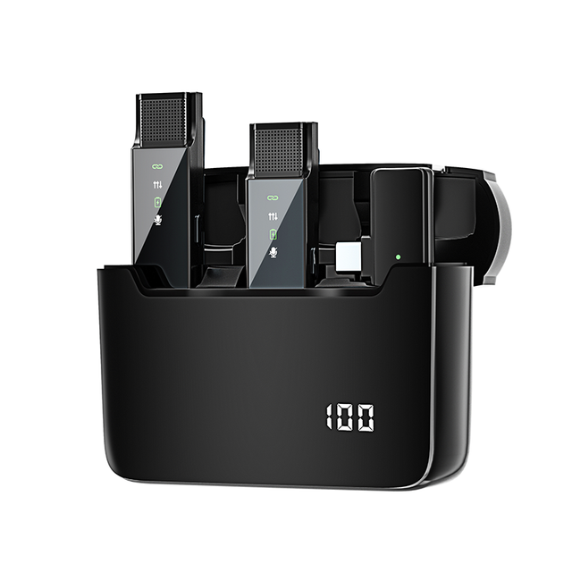 S16 Wireless Lavalier Mic Professional Charging Display Bin case Dual Wireless Microphone for Mobile Phone Ios and Android