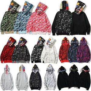 Felpa con Cappuccio e Zip per Coppia Ape Camouflage Ricamata, Versione High-End con Doppio/Singolo Cappuccio, Giacca Felpa Uomo Shark - Product Image 1