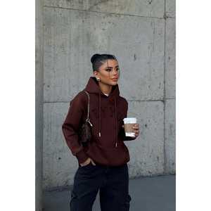 Sudadera con capucha bordada Eyyo marrón para mujer - Product Image 3